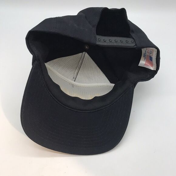 Vtg. NAVY Cap Black Embroidered Gold Square Front Trucker Hat P Made in USA OSFA - Picture 8 of 11
